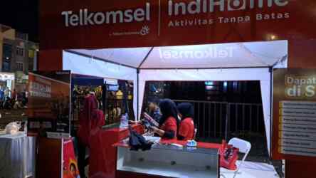 Foto: Booth Telkomgroup Telkomsel by.U dan IndiHome juga mendukung kebutuhan internet selama event berlangsung sebesar 400Mbps.(Ist)