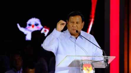 Foto: Jumpa pers Prabowo usai debat.