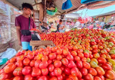 Foto: Penjualan tomat di pasar.