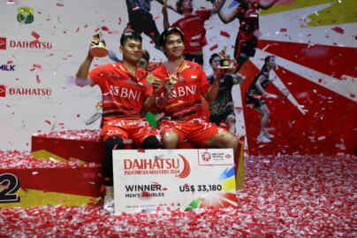 Foto: Leo Rolly Carnando/Daniel Marthin tampil sebagai juara ganda putra Indonesia Masters 2024.