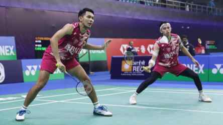Foto: Fajar Alfian/M Rian Ardianto tersingkir dari India Open 2024.