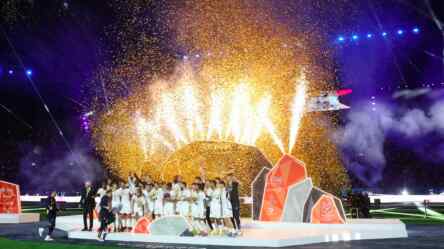 Foto: Real Madrid sebagai juara Piala Super Spanyol 2023 setelah membantai Barcelona dengan skor akhir 4-1, berlangsung di King Saud University, Senin (15/1/2024).