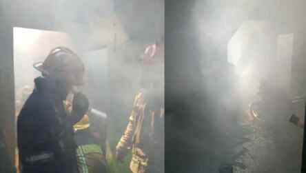 Foto: Satu rumah semi permanen di Kota Bangun, Medan Deli terbakar.