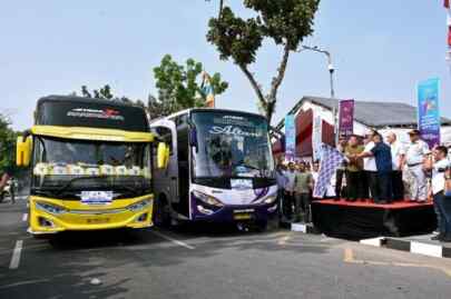 Foto: Bus mudik gratis Pemprov Sumut.
