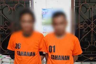 Dua dari tiga pemuda yang ditangkap Polres Simalungun terkait narkoba.