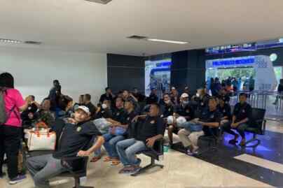 Foto: Sebanyak 28 nelayan asal Aceh saat hendak dipulangkan ke kampung halaman, di Jakarta, Jumat (15/3/2024).