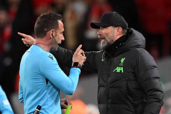 Foto: Pelatih Liverpool Jurgen Klopp berargumen kepada wasit Artur Manuel Ribeiro Soares Dias.
