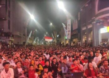 Ribuan Warga Medan Padati Nobar Timnas U-23 di Kesawan