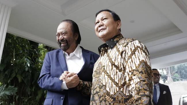 Foto: Ketum NasDem Surya Paloh menyatakan siap mendukung pemerintahan Prabowo-Gibran periode 2024-2029.