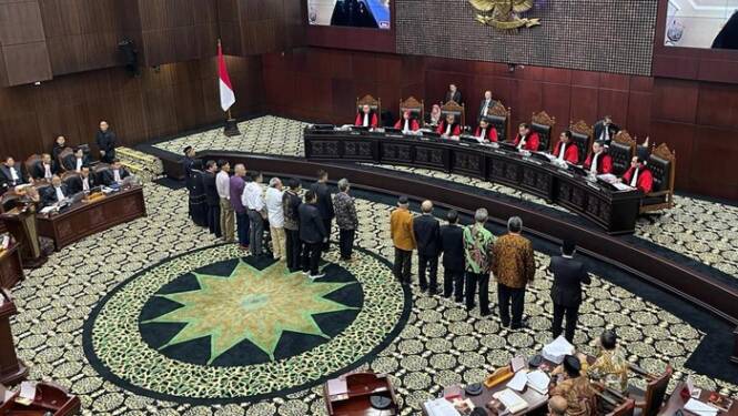 Foto: Sidang sengketa Pilpres 2024 di MK pada Senin (1/4/2024).