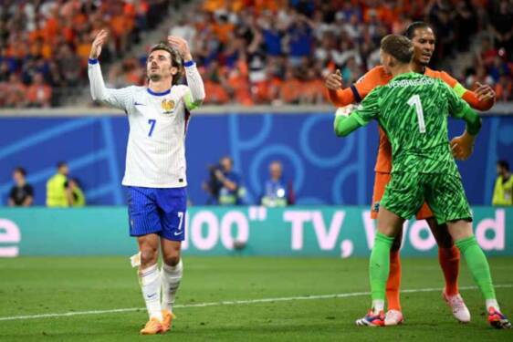 Foto: Laga Belanda vs Prancis berakhir imbang tanpa gol dalam matchday ke-2 Grup D Piala Eropa 2024 di Red Bull Arena Leipzig pada Sabtu (22/6/2024).