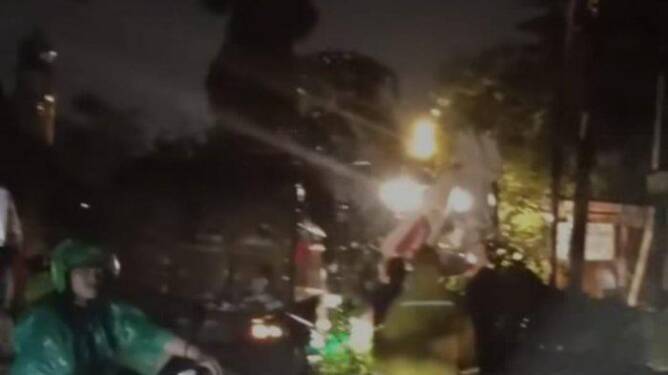 Foto: Evakuasi pohon tumbang di Jalan Multatuli Medan.