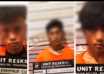 Polsek Delitua Ringkus 3 Pecandu Judi Online Bobol Kedai Sembako