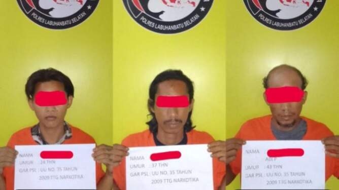 Ketiga tersangka jaringan pengedar narkoba.