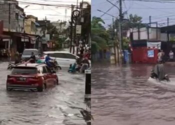 Jalanan di Kota Medan Banjir, Ratusan Kendaraan Terjebak Macet