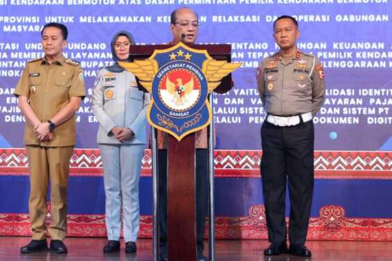 Foto: Korlantas Polri bersama Pemprov Sumut mensosialisasikan soal penghapusan data kendaraan.