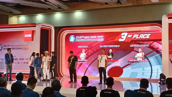 Foto: Mekanik sepeda motor perwakilan PT Indako Trading Coy Said Muhammad Randy, teknisi dealer Honda ITC Simpang Limun berhasil meraih predikat juara 3 ajang kompetisi nasional bertajuk “The 28th Astra Honda Technical Skill Contest 2024” pada 21-23 Agustus di Jakarta.(Istimewa)