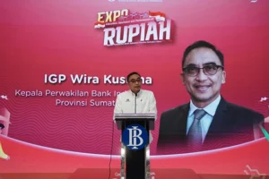 BI Sumut Serahkan Buku Modul Ajar Cinta Bangga Paham Rupiah Tingkat SMA 2 menyampaikan kata sambutan