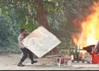 Polrestabes Medan Bakar 3 Lokasi Barak Narkoba di Sunggal