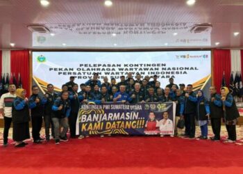 Pj Gubernur Lepas Keberangkatan Kontingen PWI Sumut ke Porwanas XIV Banjarmasin
