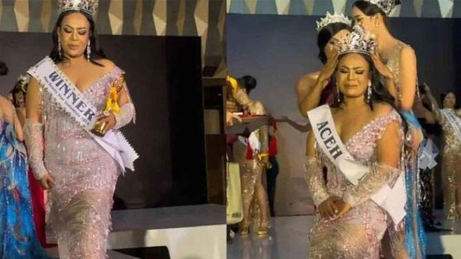 Foto: Heboh "Wakil Aceh" juara kontes kecantikan transgender, polisi akan periksa panitia dan pihak hotel.
Kolase Serambinews.com/ Istimewa