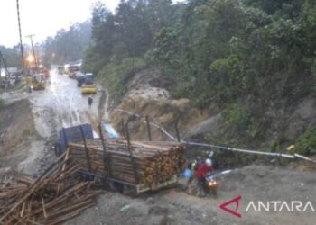 Truk TPL Patah As di Batu Jomba, Jalur Sidimpuan-Tarutung Putus Total