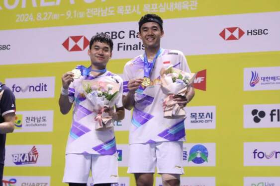 Foto: Ganda putra Indonesia Leo/Bagas juara Korea Open 2024.