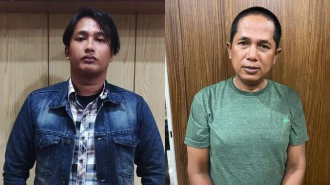 Foto: Kedua pelaku saat diamankan pihak kepolisian.