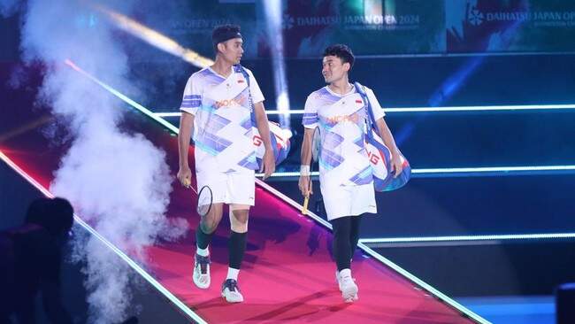 Foto: Leo Rolly Carnando/Bagas Maulana bakal tampil di final Korea Open 2024.