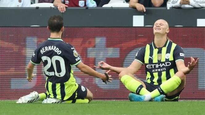 Foto: Manchester City lanjutkan tren kemenangan setelah hajar West Ham 3-1.