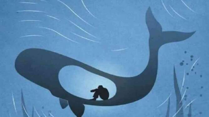 Foto: Ilustrasi manusia terjebak di dalam perut ikan paus. (sumber: HarapanRakyat.com)