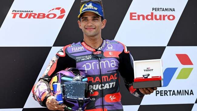 Foto: Jorge Martin juara MotoGP Mandalika. (AFP/SONNY TUMBELAKA)