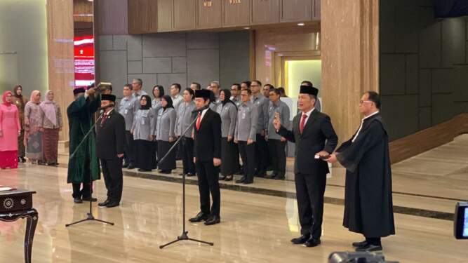 Foto: Pelantikan Nico Afianta jadi Sekjen Kemkumham (Okezone.com/Riyan)