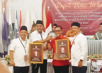 Pilkada Tapteng: Khairul-Darwin No 1, Masinton-Mahmud No 2