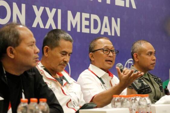 Foto: PB PON XXI Wilayah Sumut saat menggelar konferensi pers.