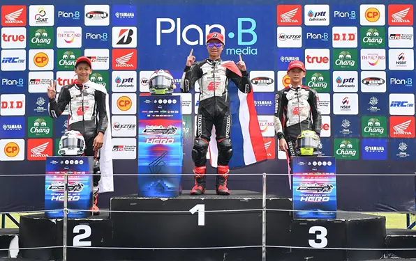 Foto: Pebalap binaan PT Astra Honda Motor (AHM) Muhammad Badly Ayatullah Massorong sukses mempersembahkan podium perdana untuk Indonesia di ajang balap Honda Thailand Talent Cup (TTC) 2024.(Istimewa)