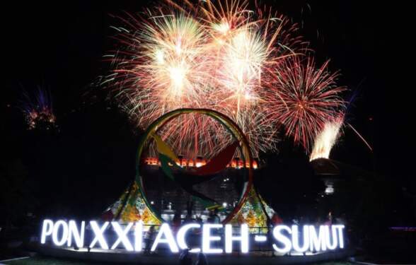 Foto: Upacara pembukaan PON Aceh-Sumut 2024 berlangsung meriah.