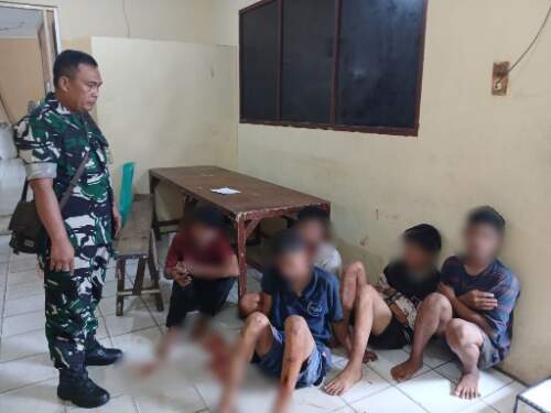 Foto: Para pelaku yang telah diamankan di Polsek Pancur Batu.