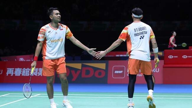 Foto: Fajar Alfian/Muhammad Rian Ardianto akan tampil pada semifinal Denmark Open 2024.