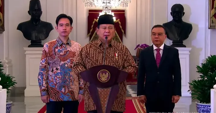 Presiden Prabowo Subianto mengumumkan kabinet Merah Putih. (Foto: cnbcindonesia.com)