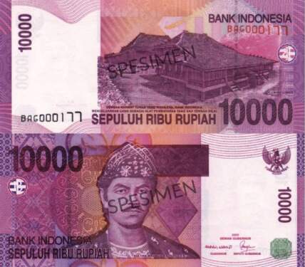 Foto: Uang pecahan Rp10 ribu tahun emisi 2005.