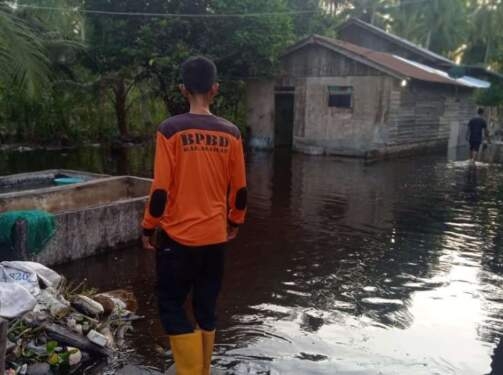 Salah satu kawasan yang tergenang banjir di Asahan.