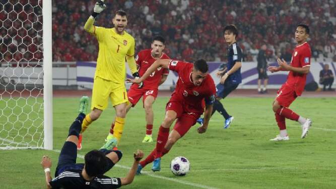 Foto: Indonesia kalah empat gol tanpa balas dari Jepang.