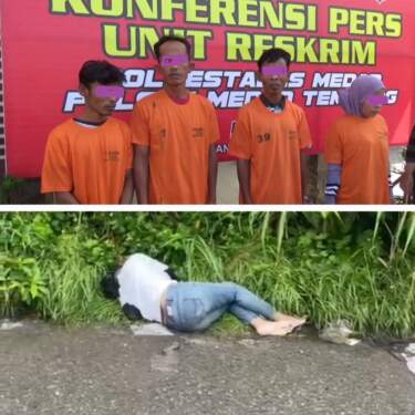 Foto: Keempat pelaku (atas) dan korban (bawah).