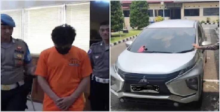 Foto: Tersangka diamankan bersama barang bukti.