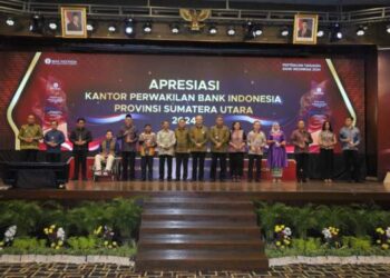 Pertemuan Tahunan Bank Indonesia (PTBI) tahun 2024, di Grand Mercure Hotel Jalan Sutomo, Jum'at (29/11/2024) malam.(Dok:BI Sumut)