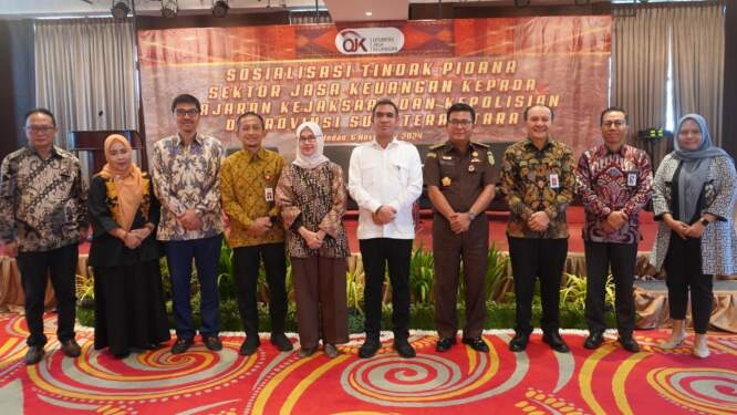 Acara sosialisasi tentang Tindak Pidana Sektor Jasa Keuangan kepada jajaran Kepolisian dan Kejaksaan di wilayah hukum Provinsi Sumatera Utara tanggal 6 November 2024.(Dok:OJK Sumut)