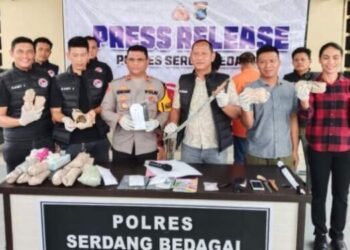 Polres Sergai Ringkus 3 Pengedar Narkoba, 1 Ditembak