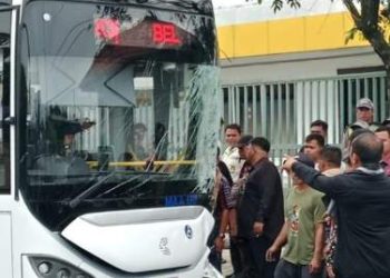 Baru Beroperasi, Bus Listrik Pemko Medan Tabrak 3 Kendaraan