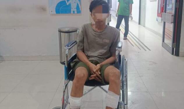 Foto: Pelaku curanmor saat menjalani perawatan di Rumah Sakit.
